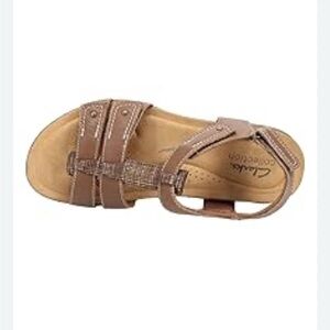 Clarks Collection Adjustable Sandals‎ April Cove Brown  Metallic Women’s Sz-8